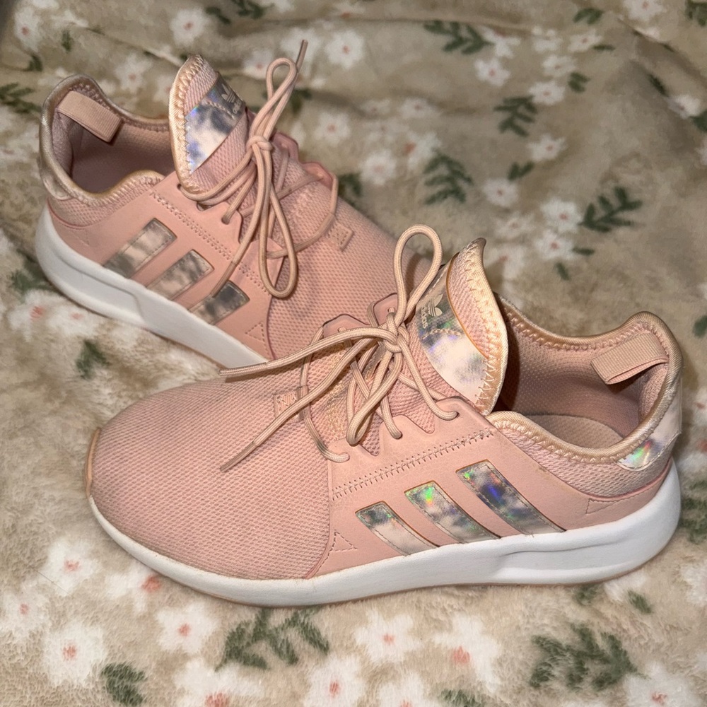 Adidas Pink Sneakers with Holographic Accents